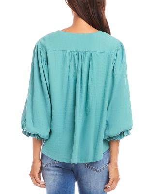 Layered Cuff Shirred Blouse