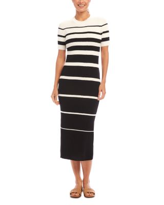 Karen Kane - Striped Ribbed Midi Sweater Dress