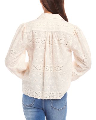 Embroidered Scalloped Blouse
