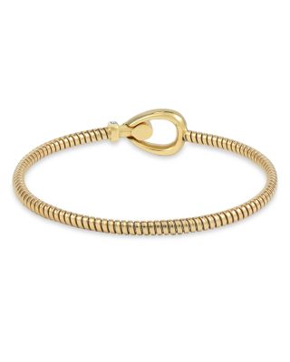 18K Yellow Gold Via Mercanti Tubogas Diamond Accent Bangle Bracelet