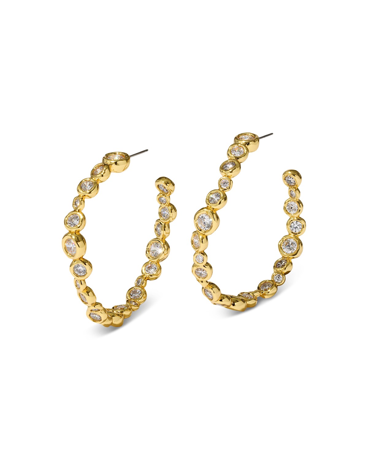 Asterales Cubic Zirconia Large Oval Hoop Earrings in 14K Gold Plated