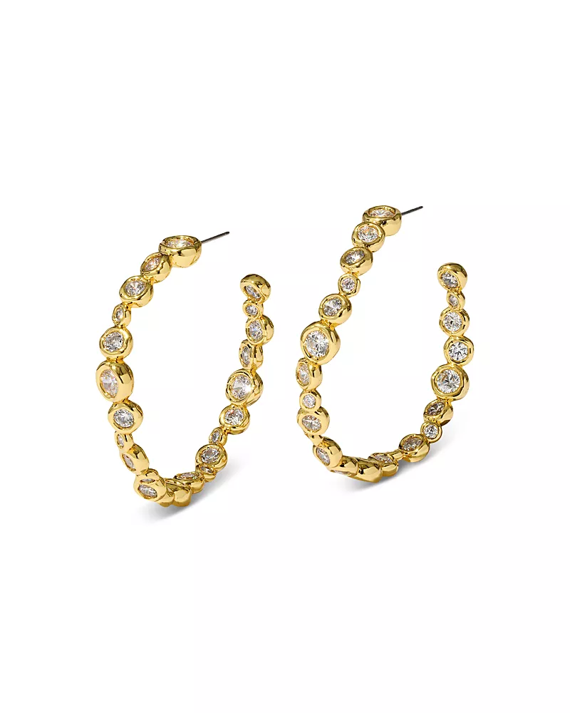 Alexis Bittar Asterales Cubic Zirconia Large Oval Hoop Earrings in 14K Gold Plated