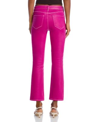 Tati Mid Rise Crop Micro Bootcut Jeans in Fst Fuchsia/Wht Con Ct
