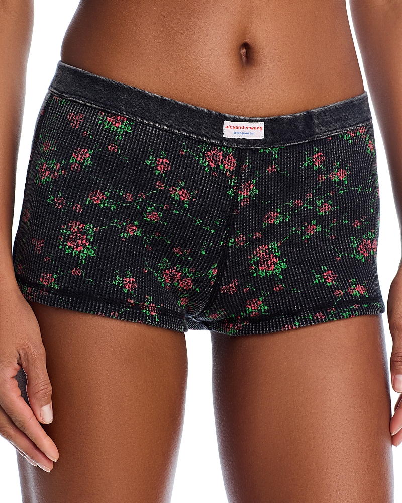 Alexander Wang Waffle Shorts In Washed Black Multi
