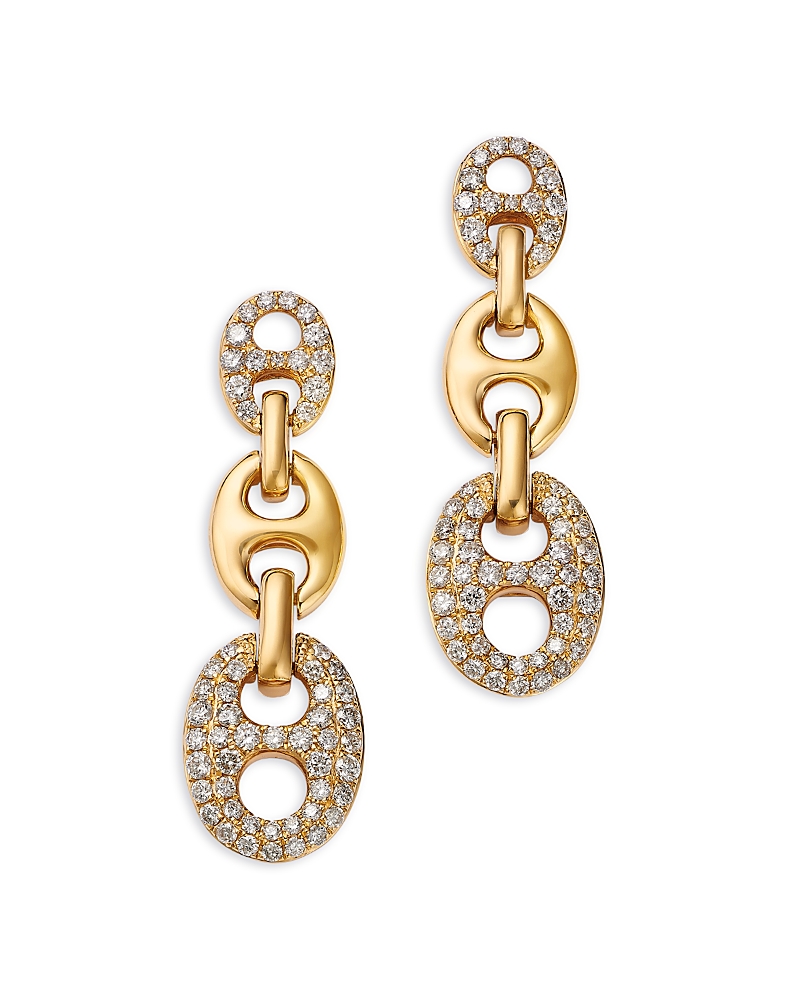 BLOOMINGDALE'S FINE COLLECTION DIAMOND PAVE MARINER LINK DROP EARRINGS IN 14K YELLOW GOLD, 1.35 CT. T. W.