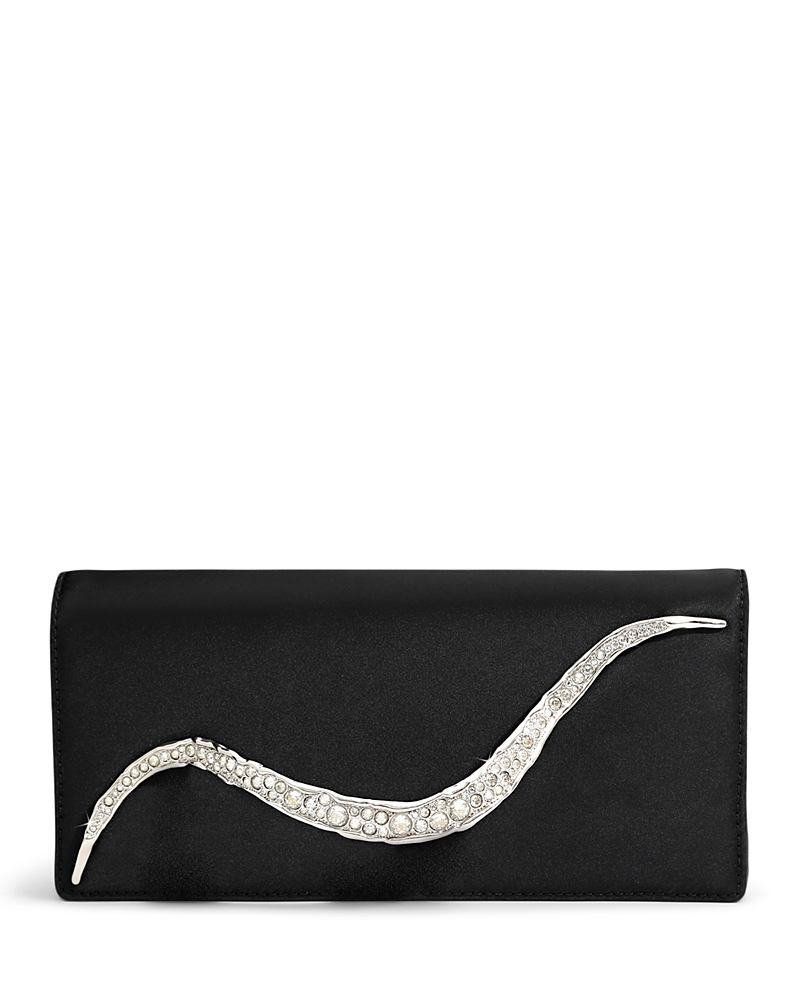 Alexis Bittar Crystal Curve Recycled Satin Clutch Bag In Black