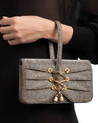 Lace Up Glitter Wristlet