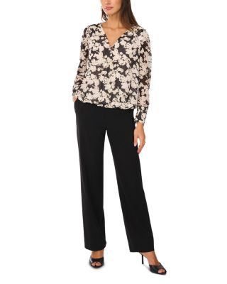 Printed Faux Wrap Blouse