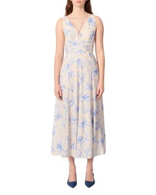 Patterned Maxi Dress with Lacing