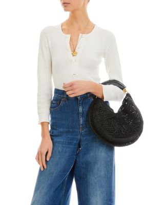 Summer Banana Raffia Hobo Bag