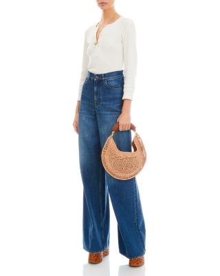 Summer Banana Raffia Hobo Bag