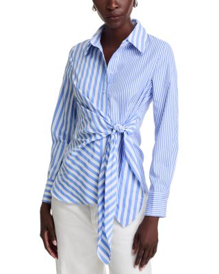 Gracia - Striped Tie Side Shirt