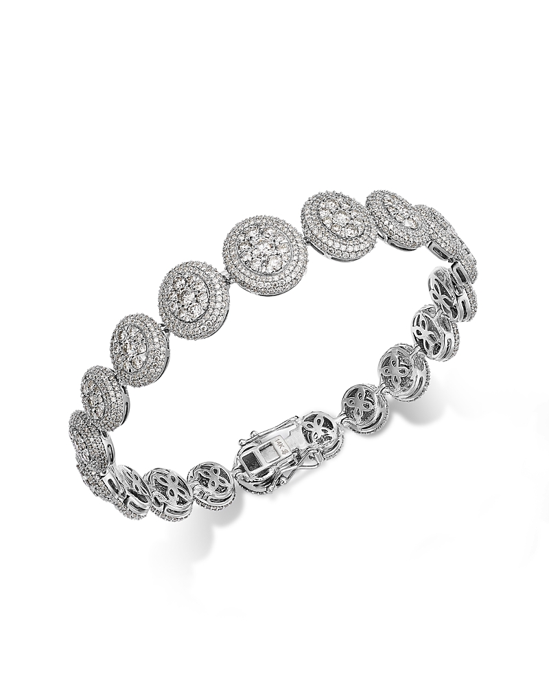 BLOOMINGDALE'S FINE COLLECTION DIAMOND GRADUATED PAVE CLUSTER BRACELET IN 14K WHITE GOLD, 7 CT. T. W.