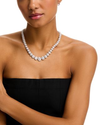 Diamond Graduated Pav&eacute; Necklace in 14K White Gold, 12 tcw