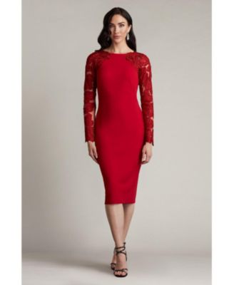 Emille Embroidered Illusion Cocktail Dress