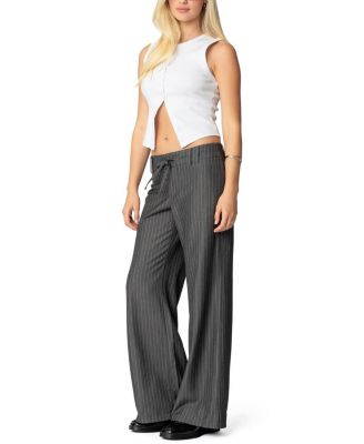 Mayla Wide Leg Pinstripe Trousers