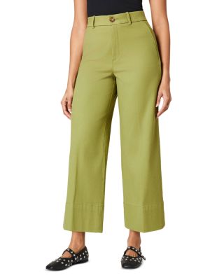 Stretch Twill Crop Wide Leg Pants 