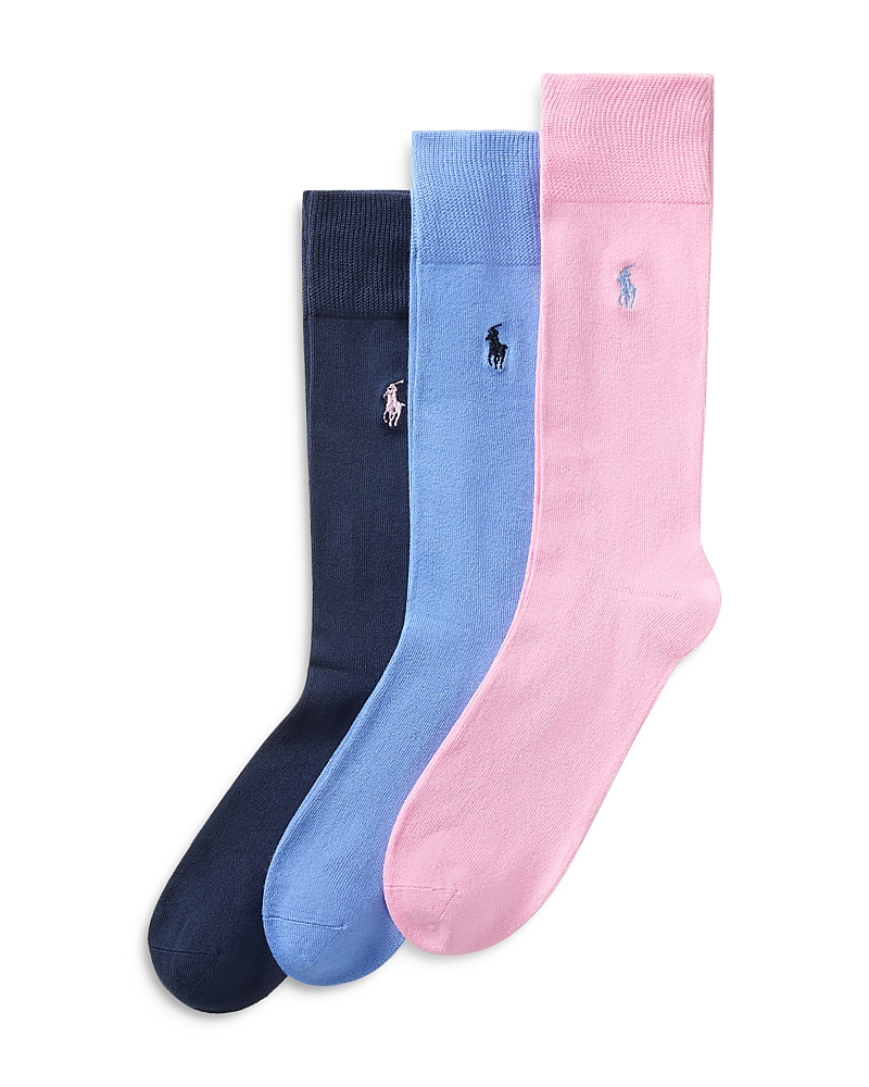 Polo Ralph Lauren Solid Dress Socks, Pack Of 3 In Soft Pink