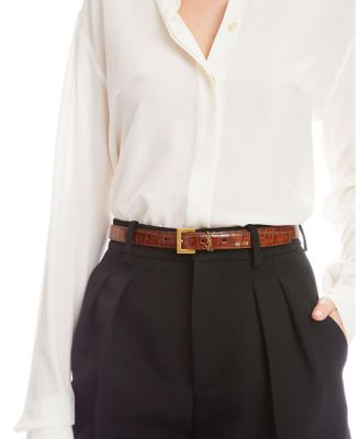 Cassandre Thin Belt in Crocodile-embossed Leather