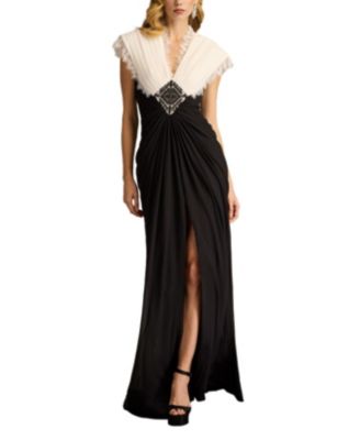【TADASHI SHOJI】Amelie Lace Trim Chiffon Gown Amelie Lace Trim Chiffon Gown | Tadashi Shoji