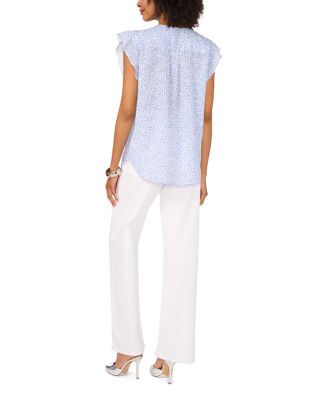 Ruffled Sleeve V Neck Top