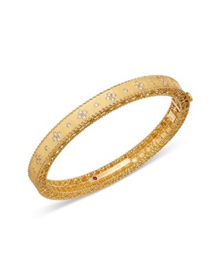 Roberto Coin - 18K Yellow Gold Venetian Princess Diamond Flower Bangle Bracelet