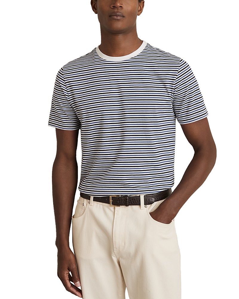 Reiss Mens Bay Striped Cotton-jersey T-shirt Blue White In Blue/white