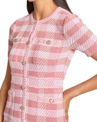 Plaid Button Front Sheath Dress