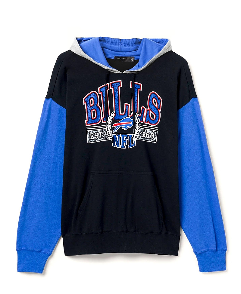 Junk Food Clothing Unisex Nfl Buffalo Bills Tri Color Block Hoodie In Midnight/liberty/heather Grey