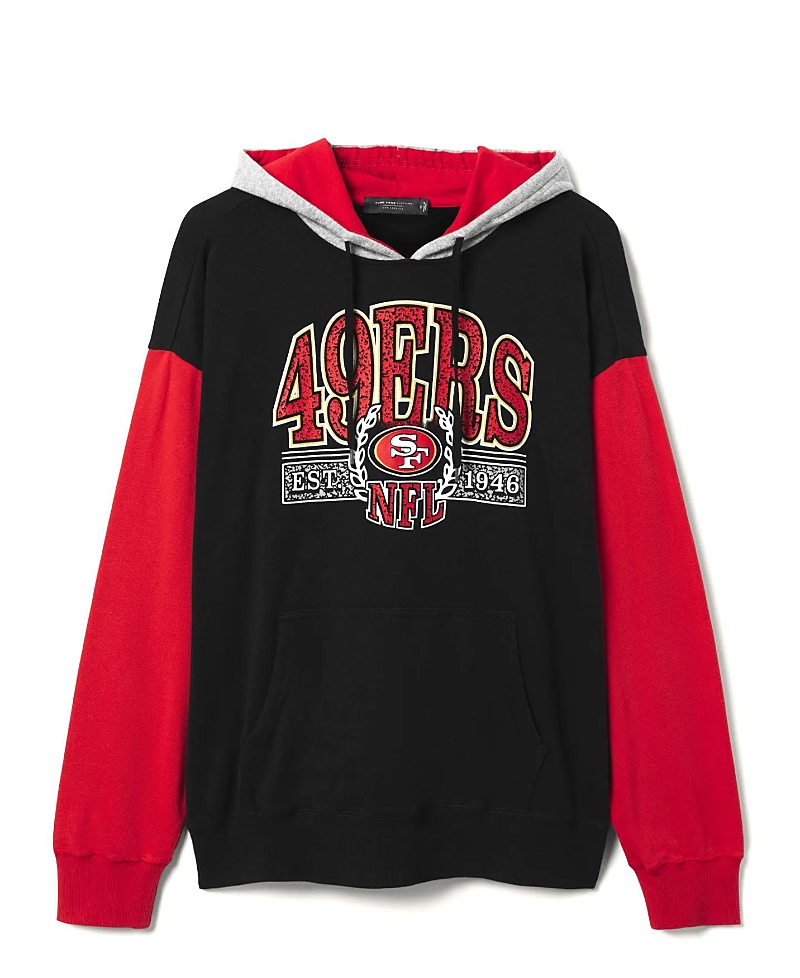Junk Food Clothing Unisex Nfl San Francisco 49ers Tri Color Block Hoodie In Midnight/licorice/heather Grey