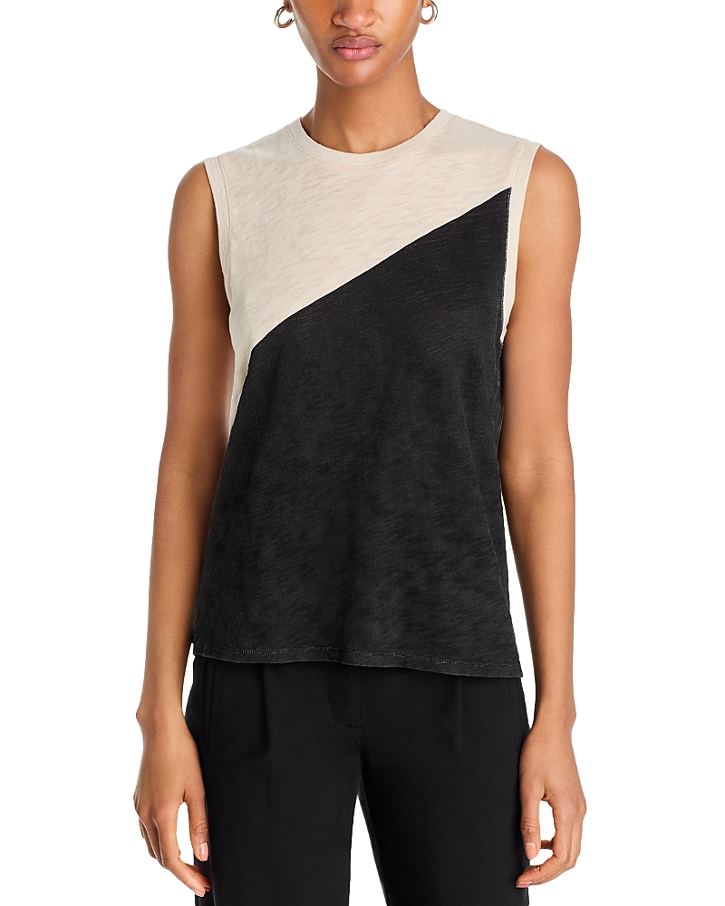 Atm Anthony Thomas Melillo Color Blocked Sleeveless Top In Soft Beige/black