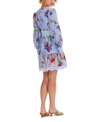 Lily Flower Long Sleeved Plunge Mini Dress