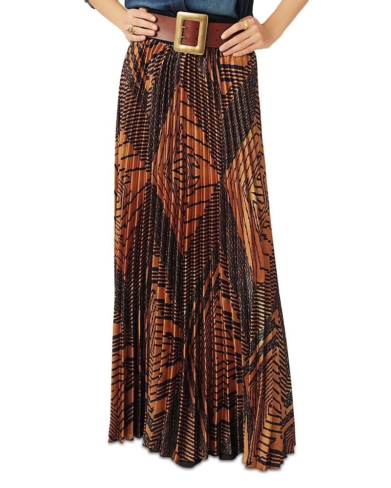 Shop Ba&sh Ba & Sh Sow Geometric Pleated Maxi Skirt In Ochre