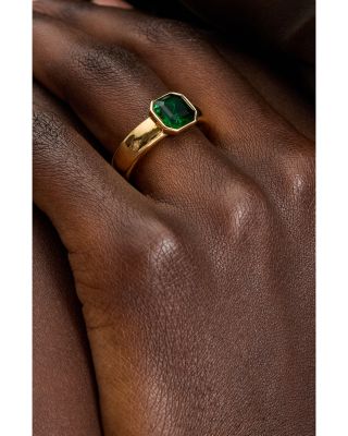 Keep Sparkling Green Cubic Zirconia Ring in Gold Tone