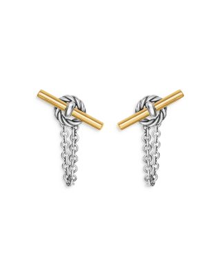 David Yurman - DY Mercer Petite Toggle Stud Earrings in Sterling Silver with 18K Yellow Gold, 38.2mm