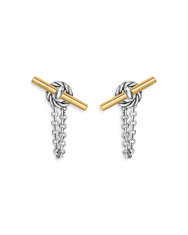 Dy Mercer Petite Toggle Stud Earrings in Sterling Silver with 18K Yellow Gold, 38.2mm
