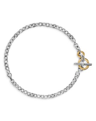 Mercer Toggle Chain Necklace in Sterling Silver with 18K Yellow Gold and Diamonds, 12.7mm