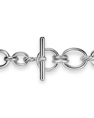 Chain Bracelet in Sterling Silver with Diamonds, 8mm