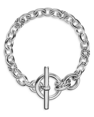 DY Mercer Toggle Chain Bracelet in Sterling Silver with Diamonds, 12.7mm