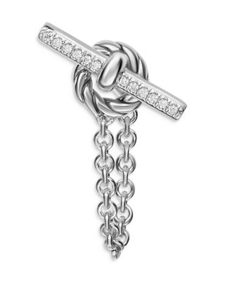 DY Mercer Petite Toggle Stud Earrings in Sterling Silver with Diamonds, 38.2mm