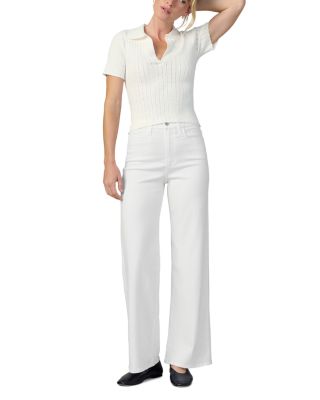 The Mia High Rise Wide Leg Petite Jeans in White