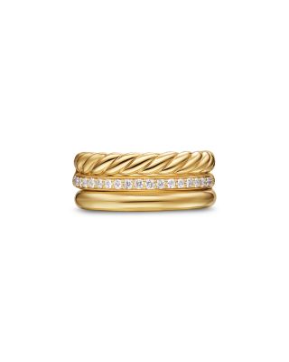 DY Mercer Three Row Ring in 18K Yellow Gold with Diamonds, 8.9mm