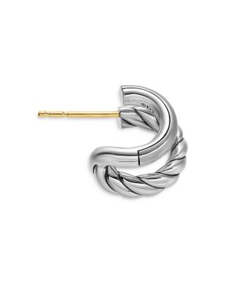 DY Mercer Double Hoop Huggie Earrings in Sterling Silver, 7.8mm