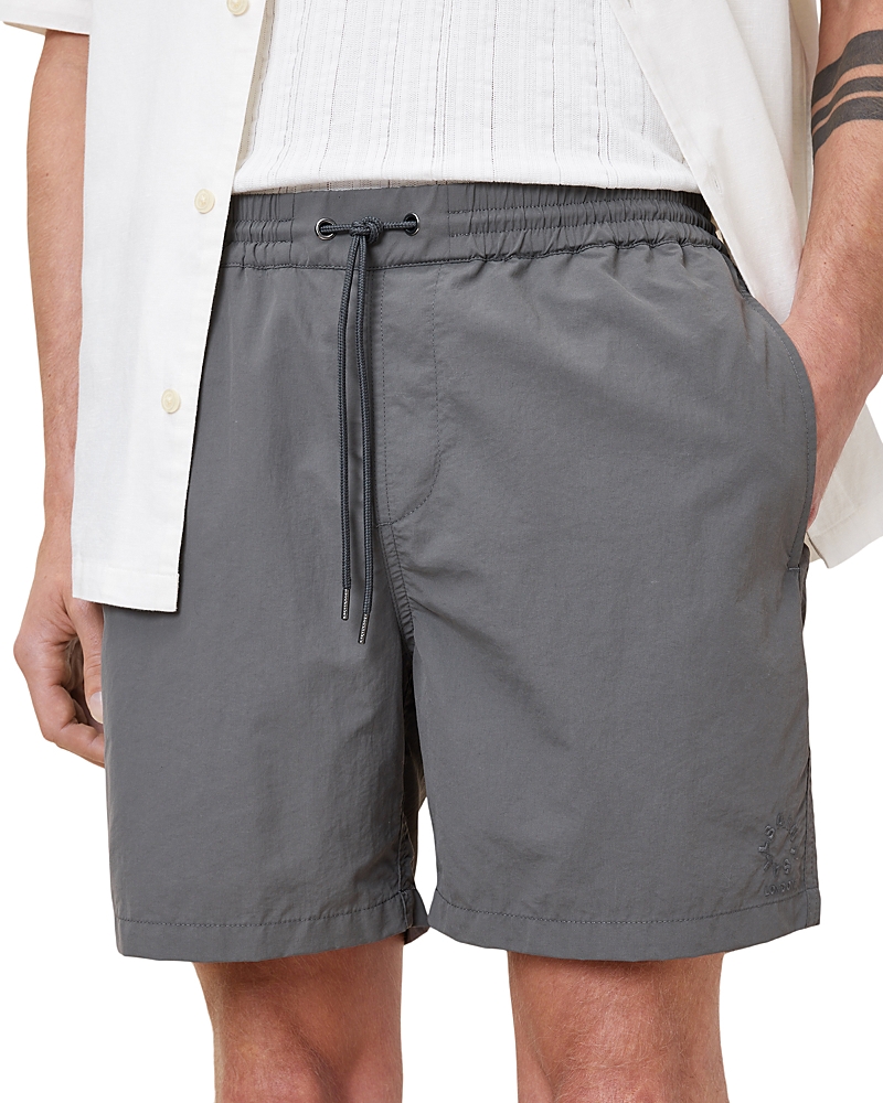 Allsaints Mens Pillar Grey Hanbury Drawstring-waist Cotton And Linen Shorts Xs In Pillar Grey