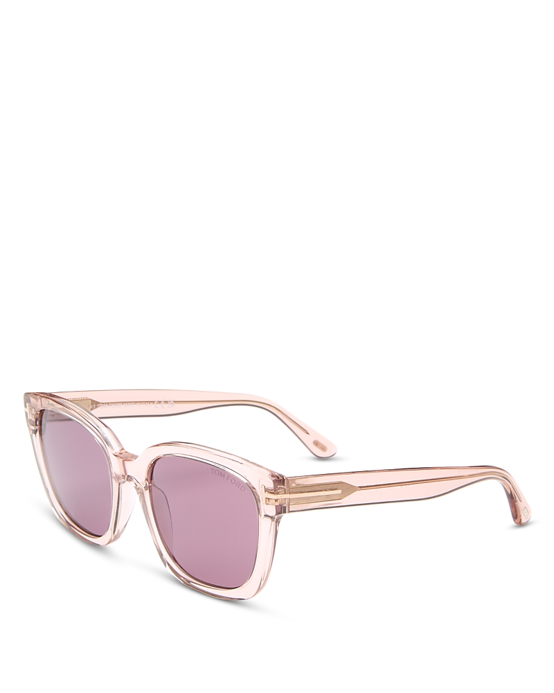 Tom Ford Haylay 53mm Square Sunglasses In Shiny Transparent Powder Rose