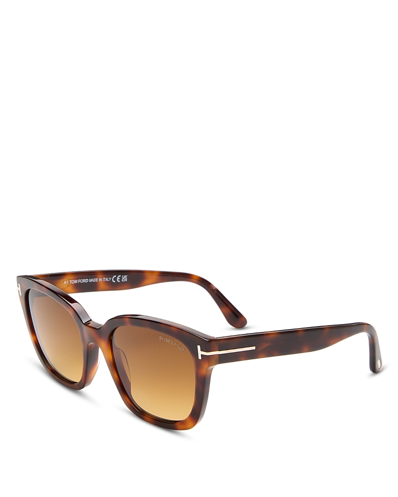 Tom Ford Beatrix Ft0613 52h Geometric Polarized Sunglasses In Havana/brown