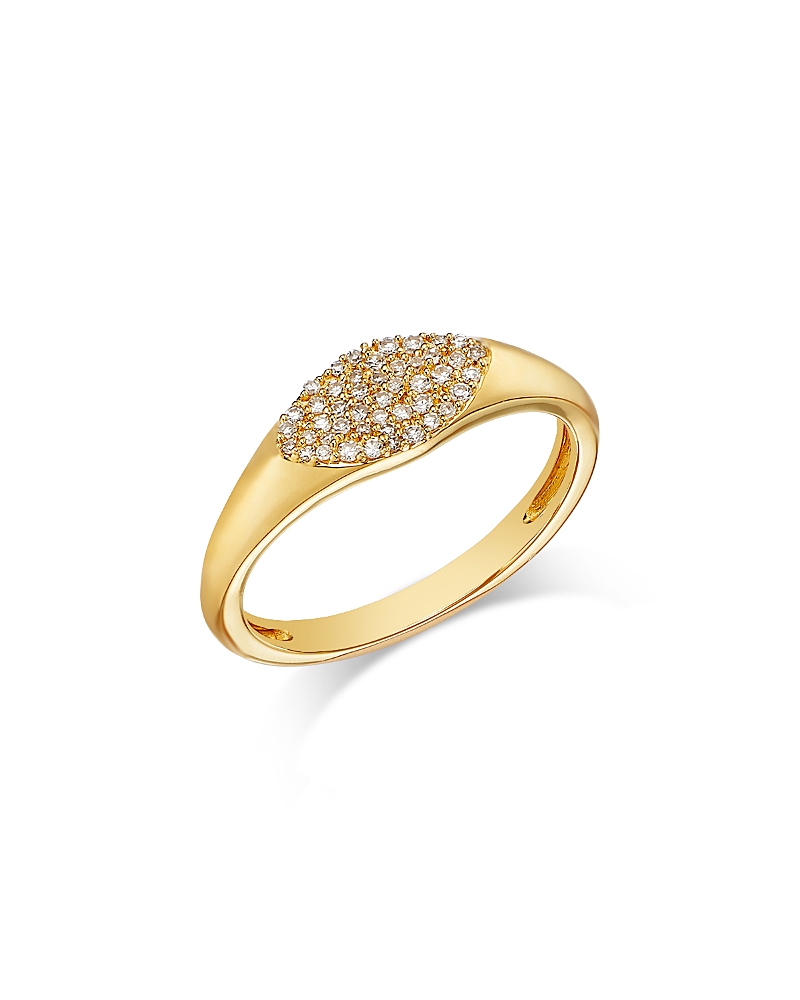 Bloomingdale's Fine Collection Diamond Pave Pinky Ring In 14k Yellow Gold, 0.10 Ct. T. W. In Gold