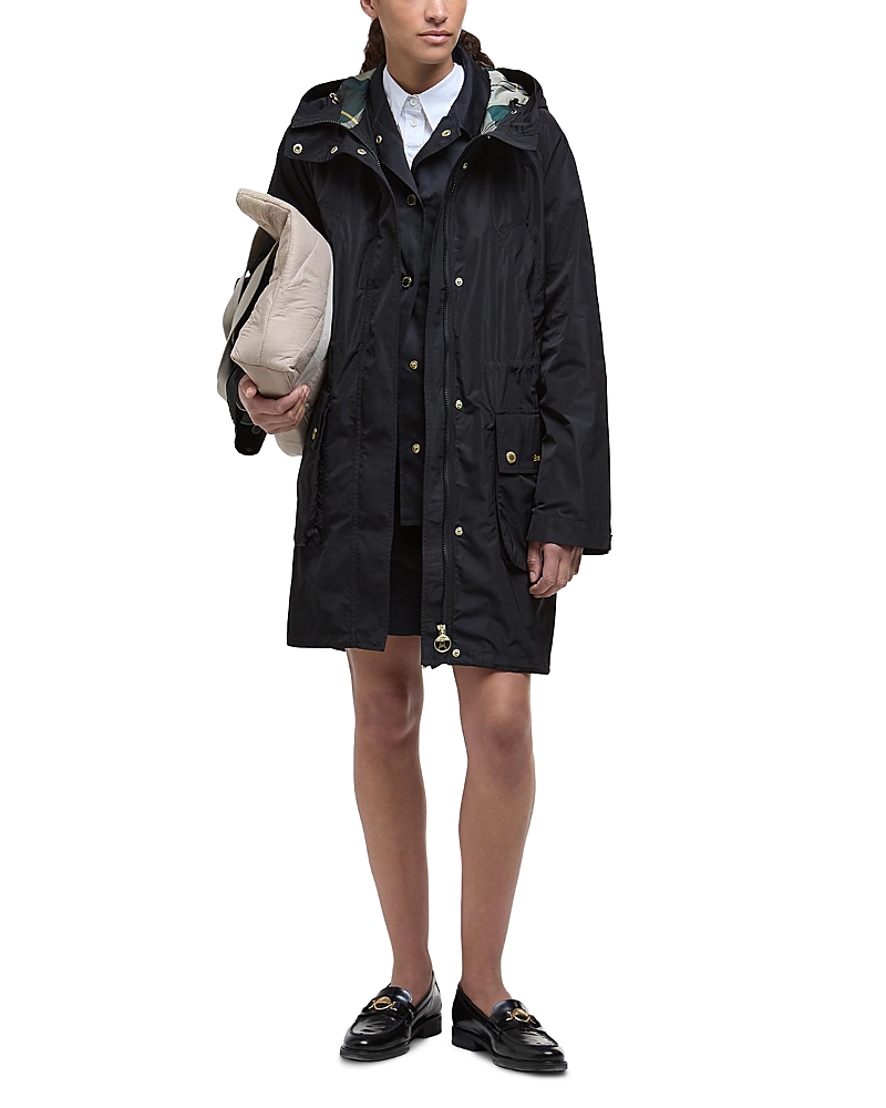 Barbour Funnel Neck Drawstring Long-sleeved Jacket In Black