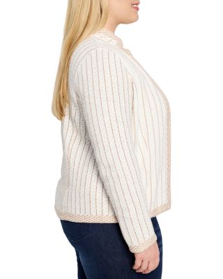 Plus Pinstripe Stand Collar Jacket