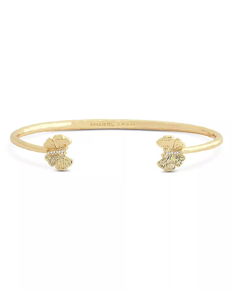 Anabel Aram Pave Butterfly Cuff Bracelet in 18K Gold Plated